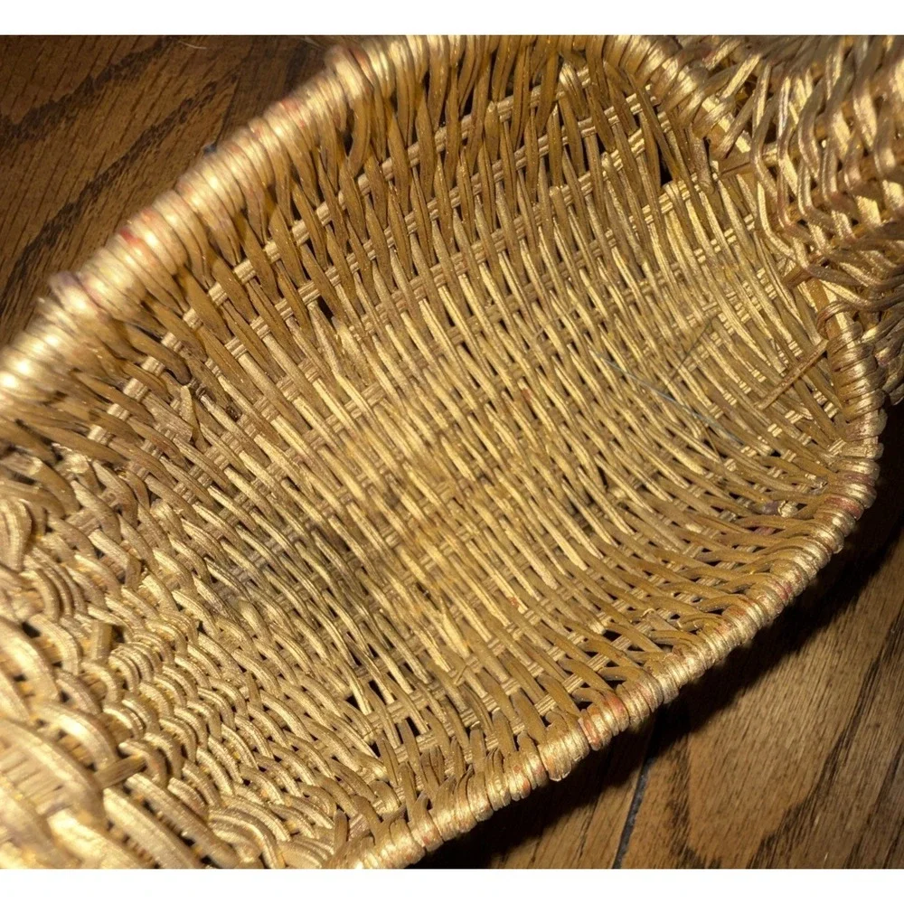 Vintage Woven Wicker Rattan MCM Bird Centerpiece‎ Planter